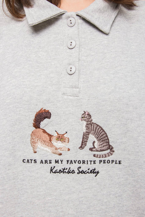 Katzen Sweatshirt Grau