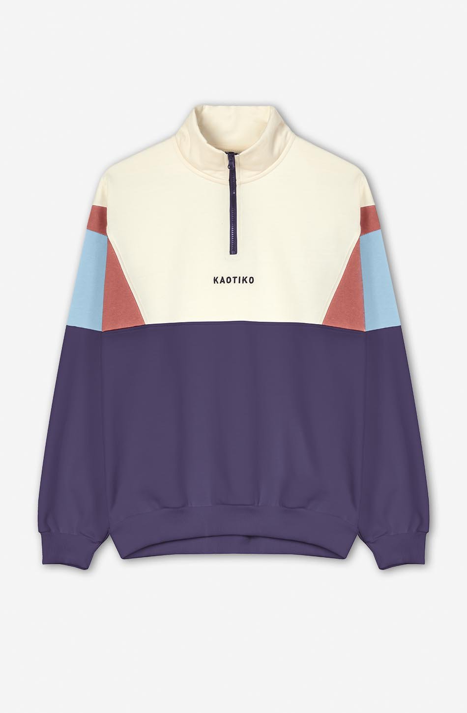 Sweatshirt in Elfenbeinweiß/Burgunderrot/Niagarablau/Lila