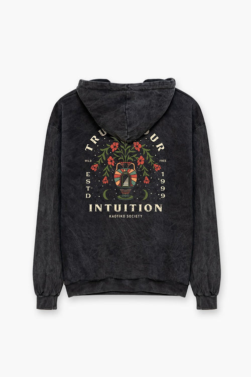 Washed Sweatshirt Trust Your Intuition Schwarz