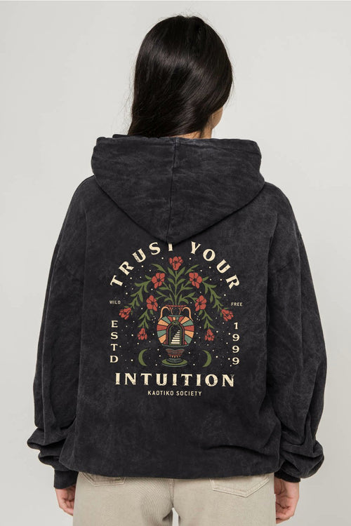 Washed Sweatshirt Trust Your Intuition Schwarz