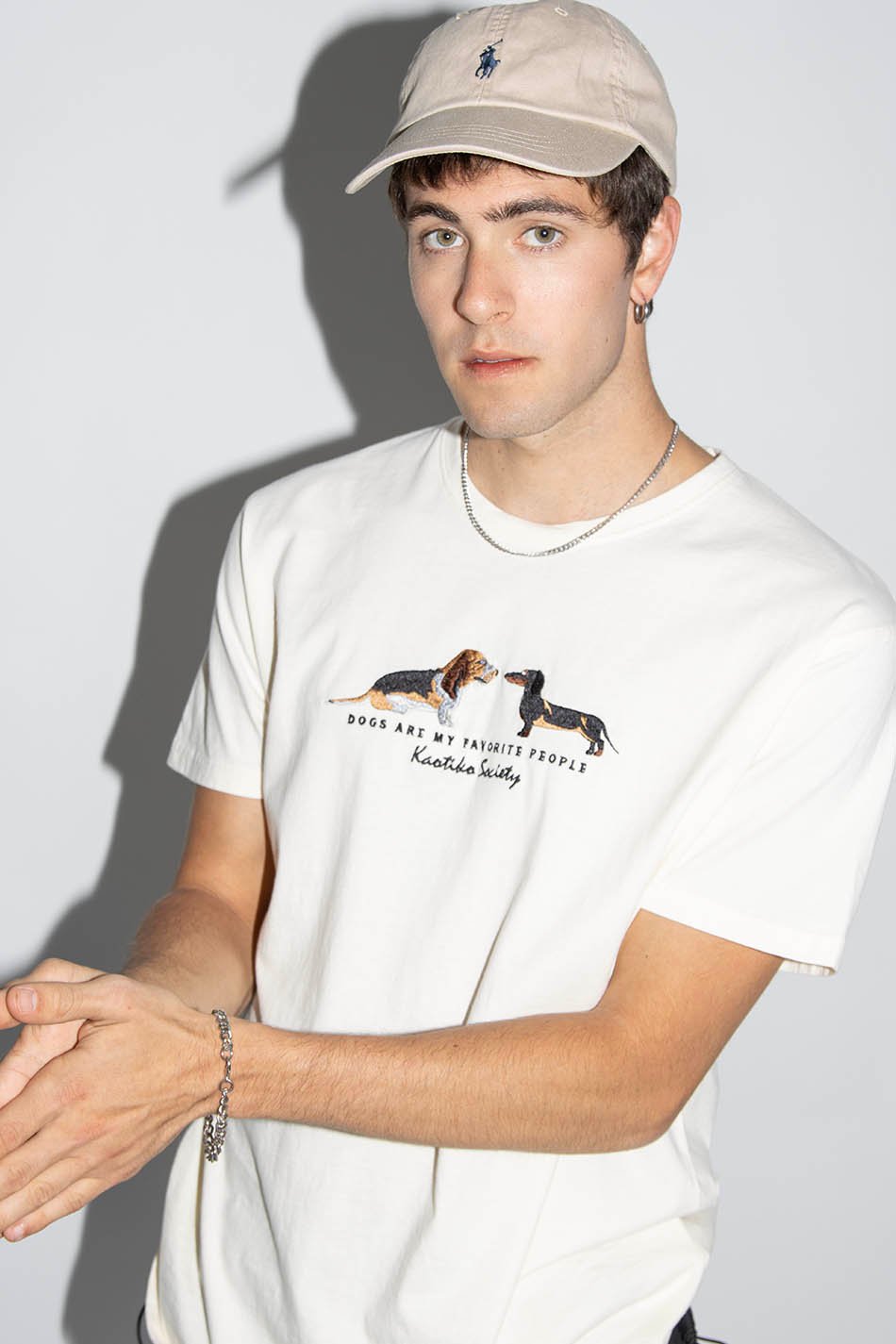 Washed T-Shirt  Puppies Ivory