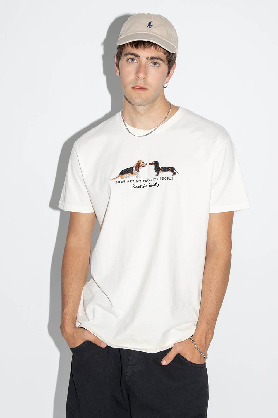 Washed T-Shirt  Puppies Ivory