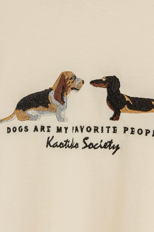 Washed T-Shirt  Puppies Ivory