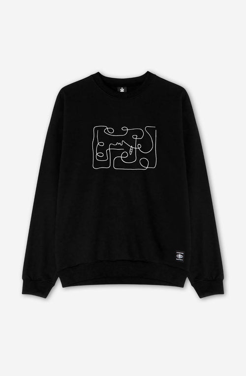 Abstract Face Sweatshirt in Schwarz