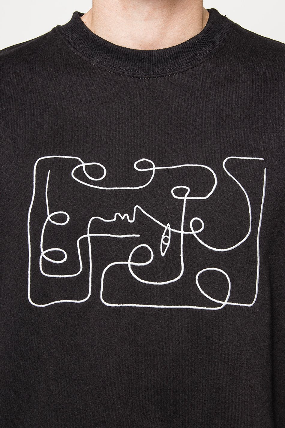 Abstract Face Sweatshirt in Schwarz