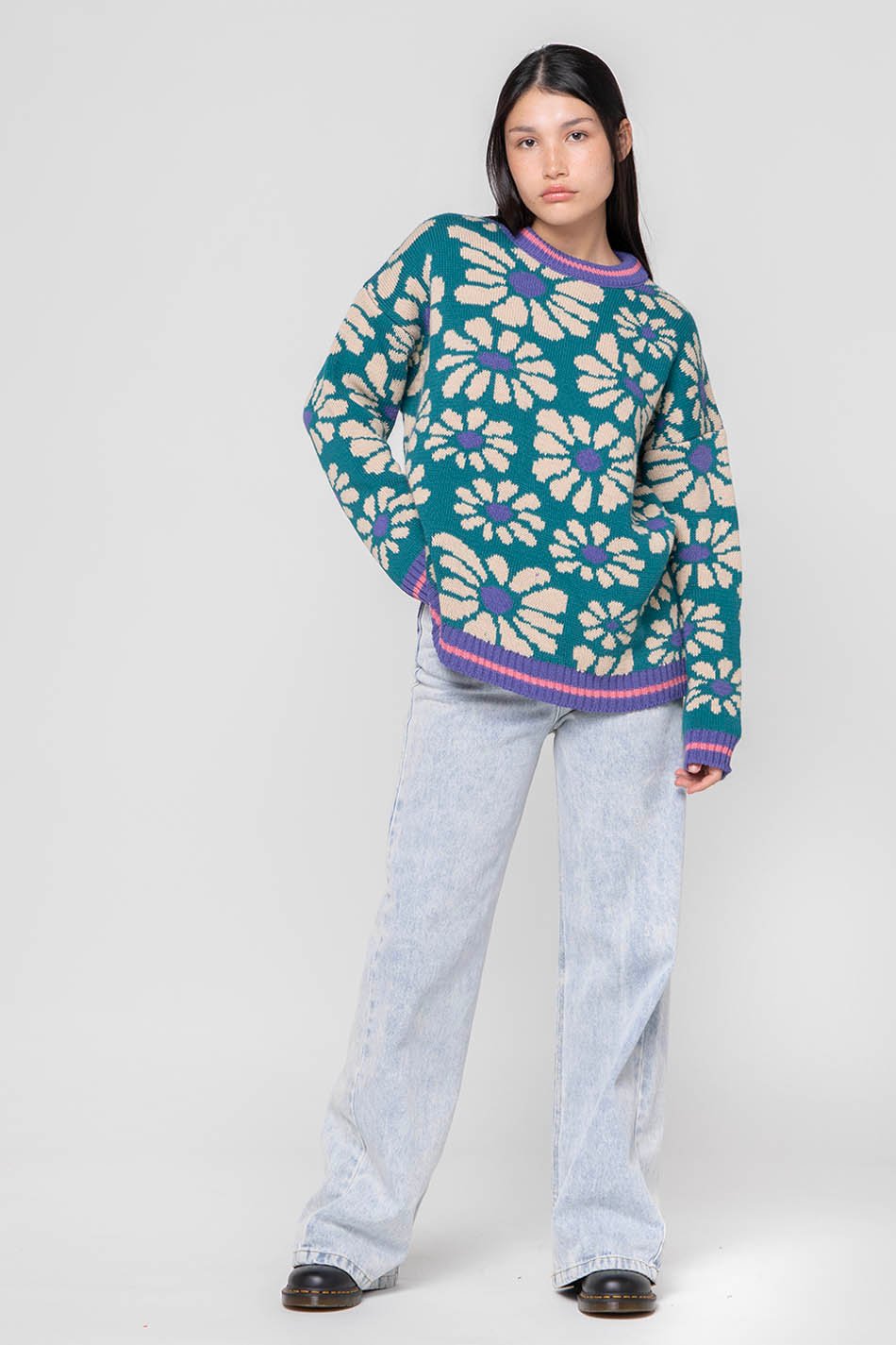 Green/Blue Flowers Jumper