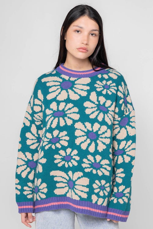 Green/Blue Flowers Jumper