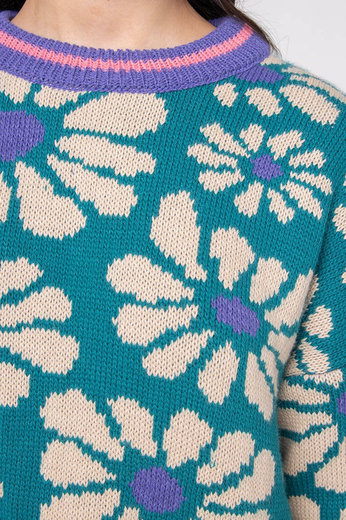 Green/Blue Flowers Jumper