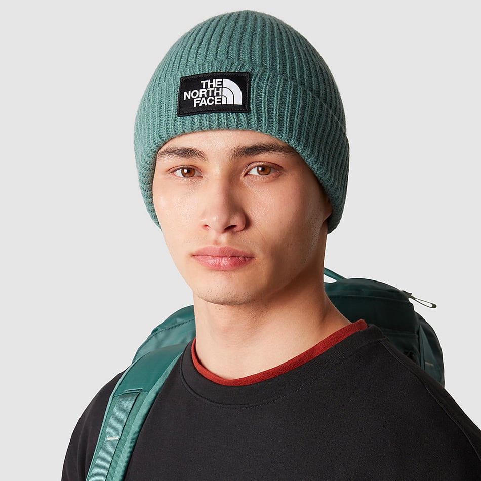 Bonnet The North Face Logo Box Cuffed Dark Sage