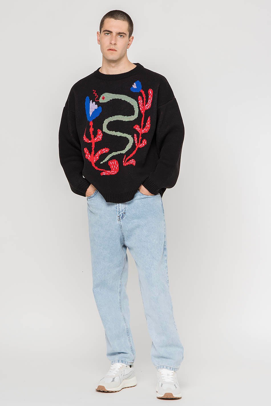 Pullover Snake Flowers Black