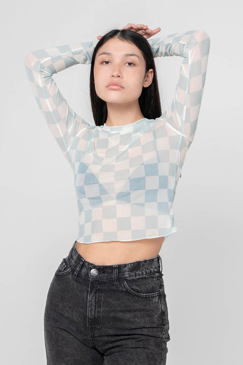 T-shirt en tulle Check Blue