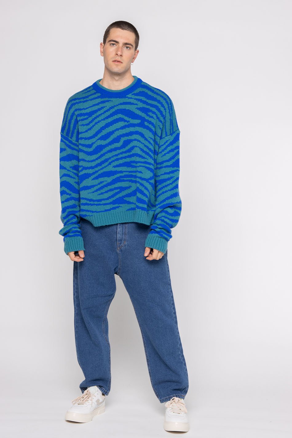 Pullover Zebra Blau