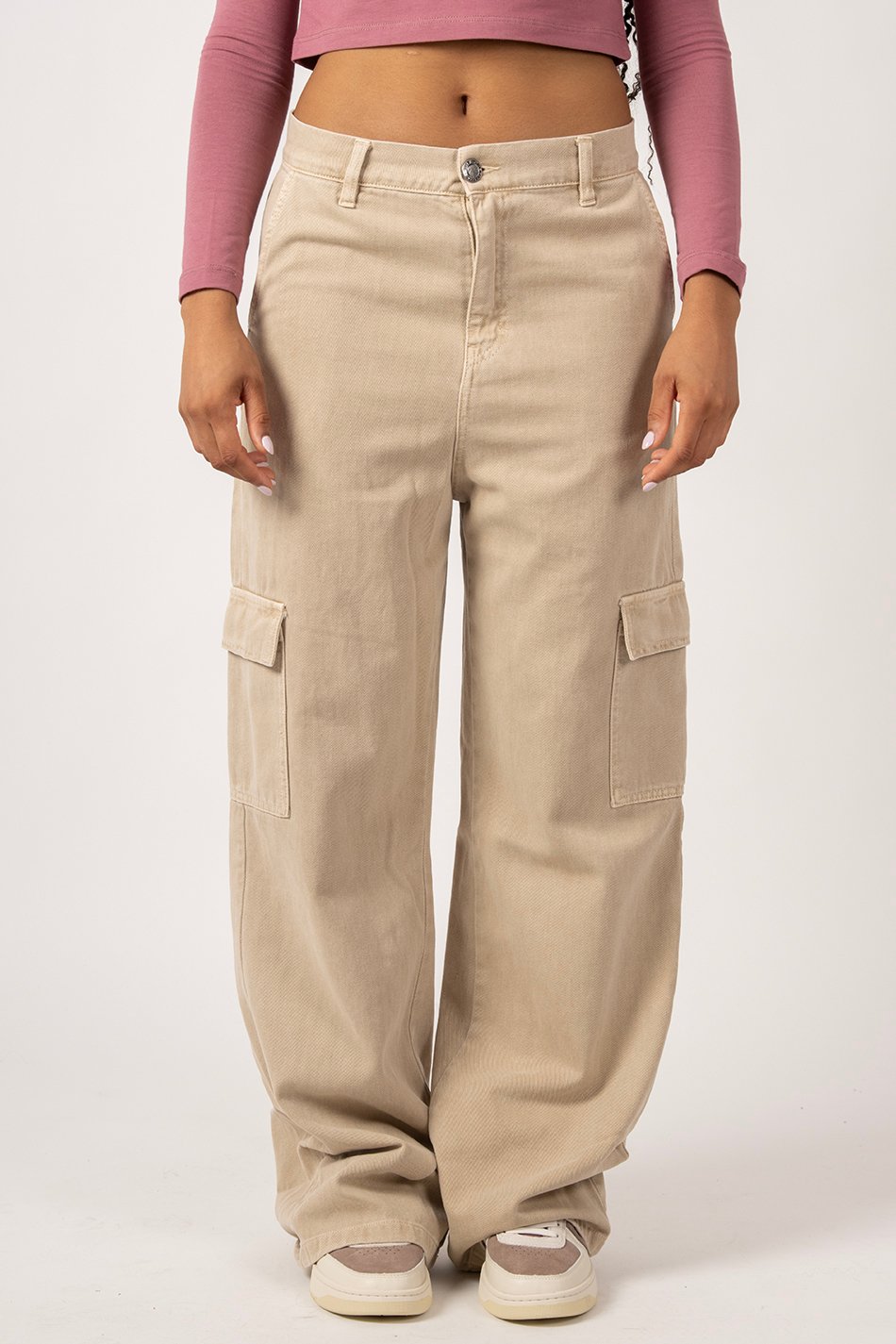 Ivory Cargo Wide Leg Trousers