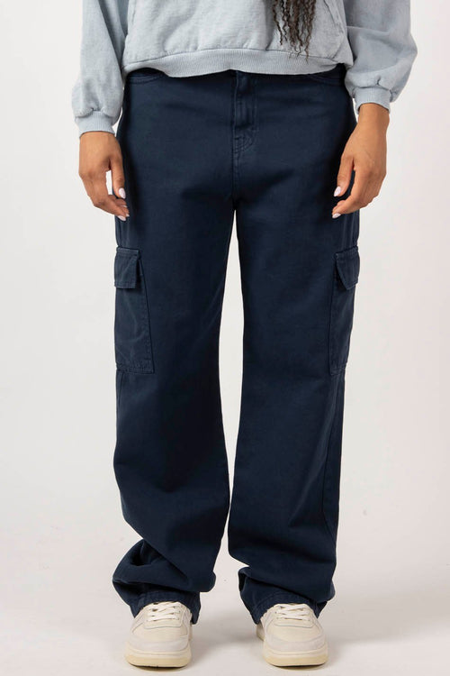 Navy Straight Cargo Trousers