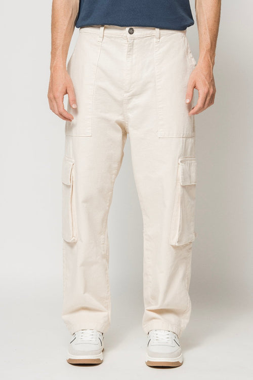 Relaxed Canvas Ivory Cargo Trousers