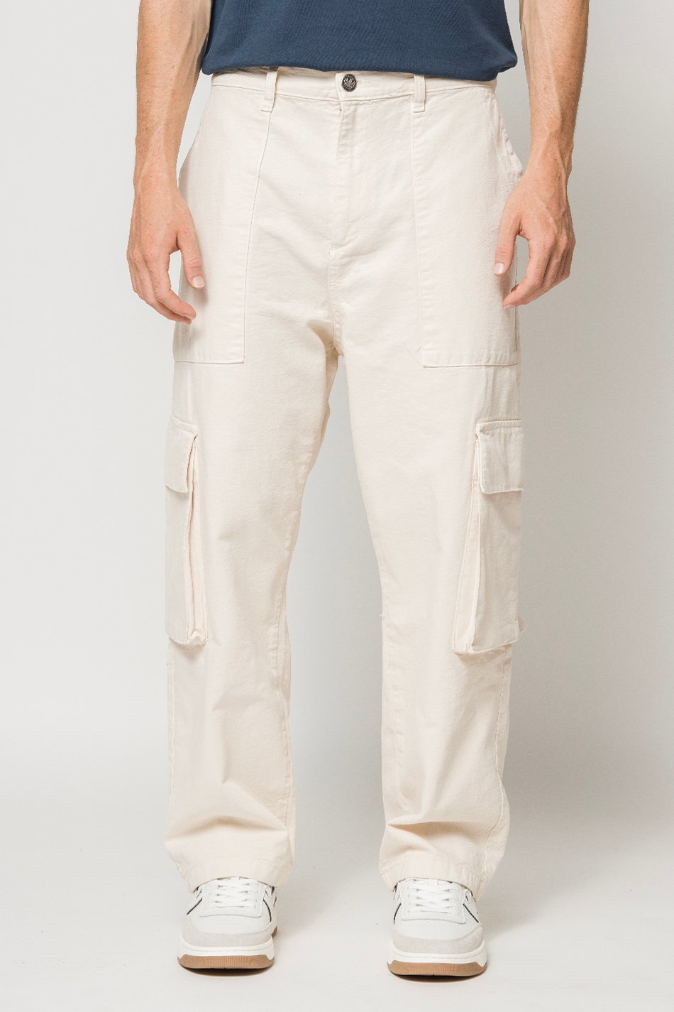 Pantalon Cargo Relaxed Canvas Ivory