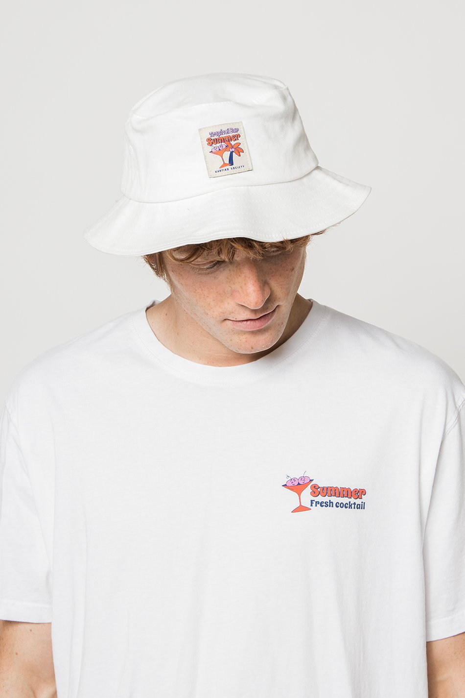 White Tropical Bar Bucket Hat