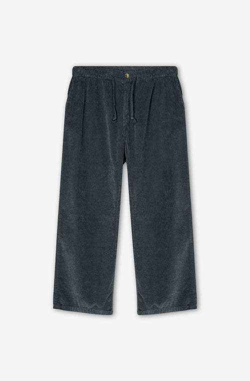 Bluish-Grey Casual Corduroy Ladder Trousers