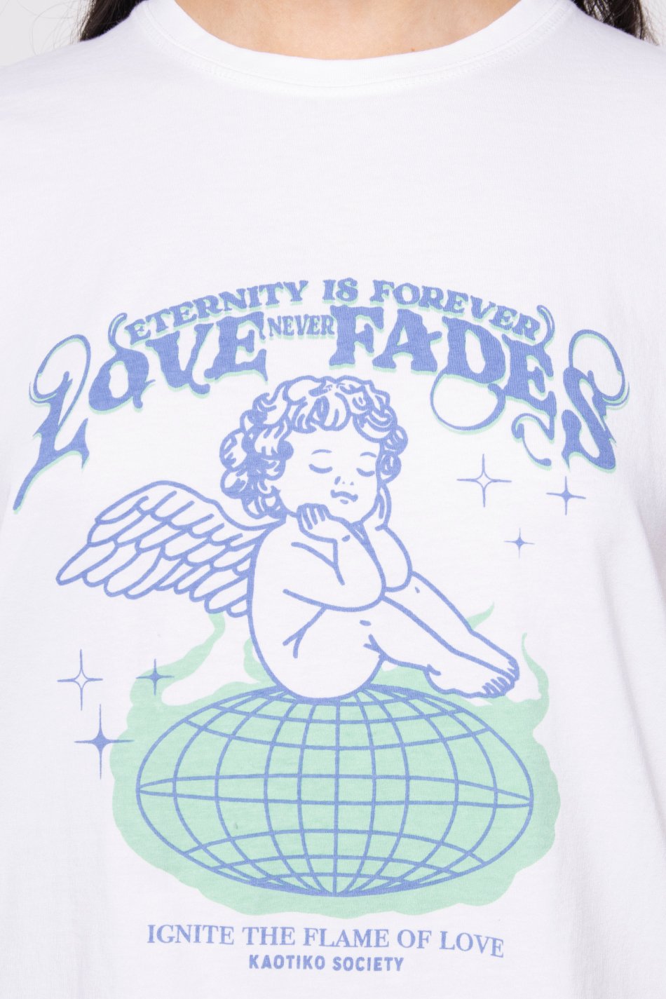 Tee-shirt Washed Flame Of Love White