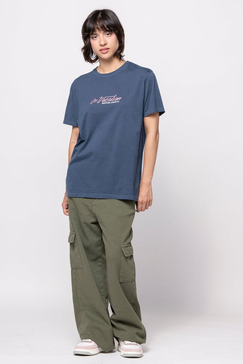 Tee-shirt Washed On Vacation Navy