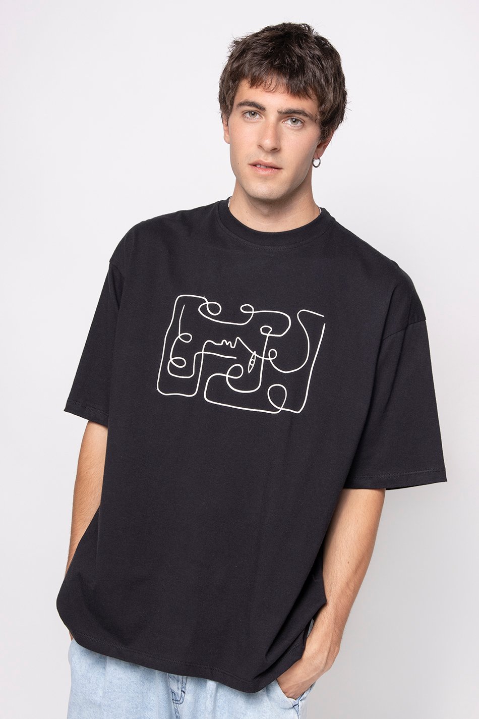 T-Shirt Abstract Face Black