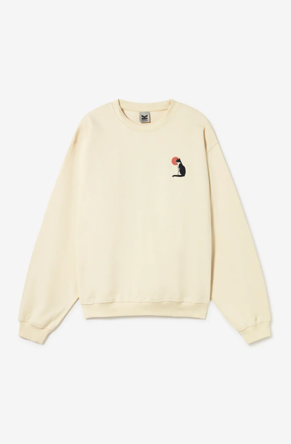 Sudadera Landscape Ivory para mujer con ilustración de paisaje japonés y gato