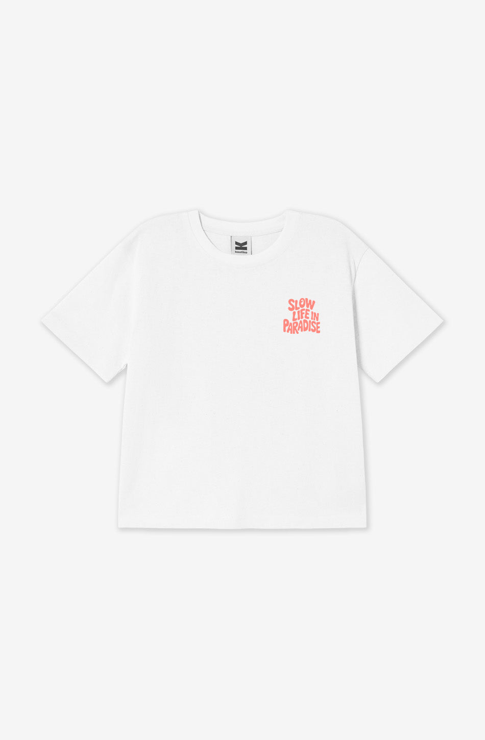Weißes T-Shirt „Slow Life Paradise“