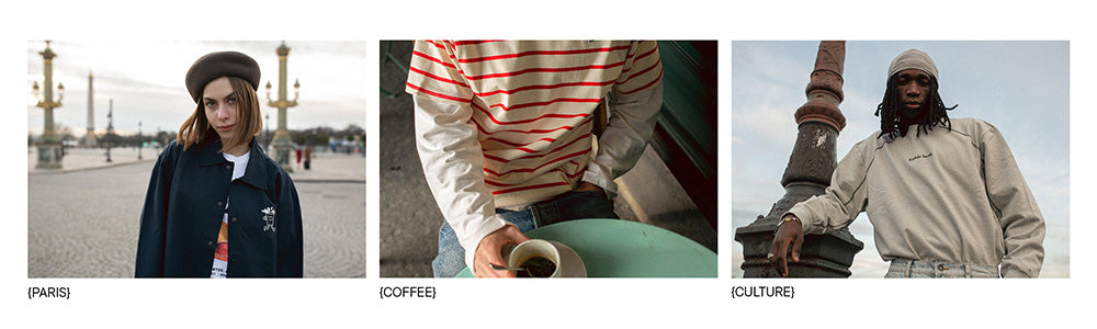 Estilo urbano parisino mujer con chaqueta oversize navy Kaotiko y boina en París
